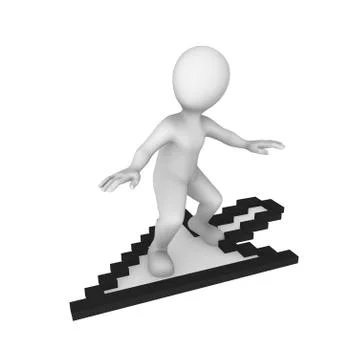 3d white man with mouse cursor isolated on white background Stock Illustration