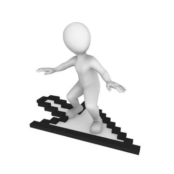 3d white man with mouse cursor Stock Illustration