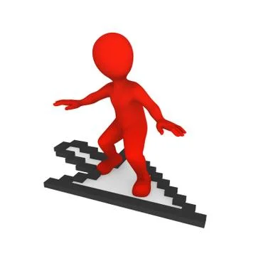 3d white man with mouse cursor Stock Illustration