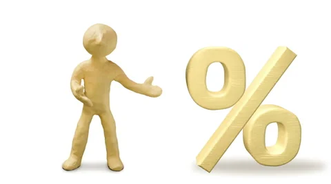 3d white man with percent mark, isolated white background Stock Footage 48048188
