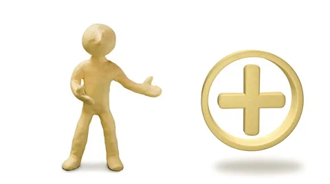 3d white man with plus mark, isolated white background Stock Footage 48048171