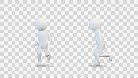 3d white man running 库存影片 163335982