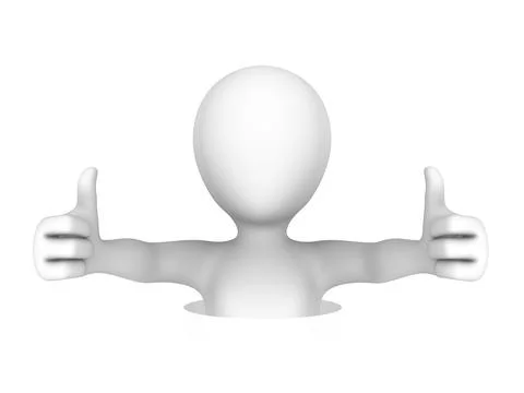 3d white man shows double thumbs up gesture. Stock Illustration