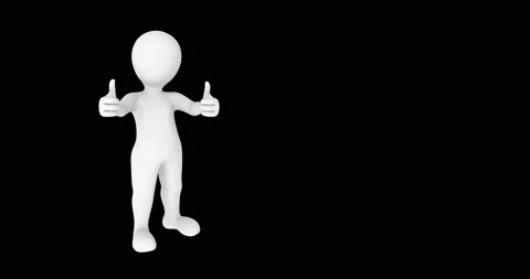 3d white man shows thumbs up gesture, animation with alpha channel. Stock Footage 148368685