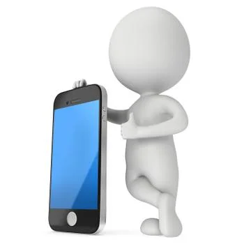 3d white man with smartphone. Stock Illustration