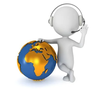3d white man stand with earth planet globe Stock Illustration