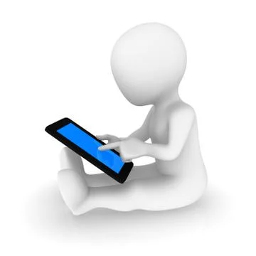 3d white man with tablet pc. 3d illustration. Stock Illustration