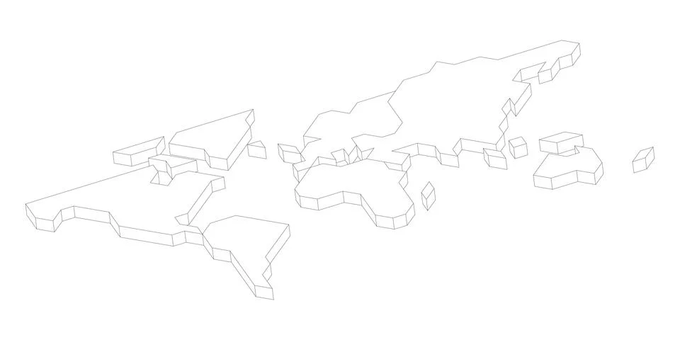 3D white map of World Stock Illustration