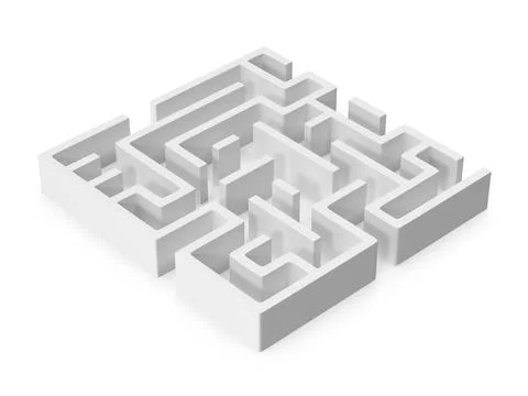 3d white maze complex pathfinding challenge Stock Illustration