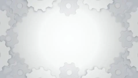 3D white mechanical gears rotating border seamless loop background Stock Footage 345601016