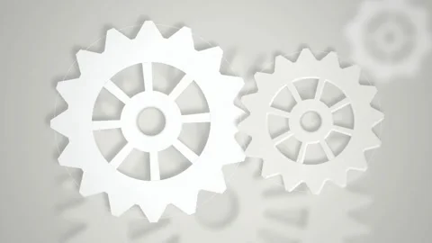 3D white mechanical gears rotating seamless loop motion background Stock Footage 345601031