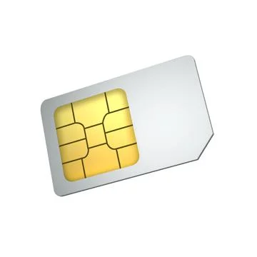 3D white mobile phone sim card chip Stock Illustration
