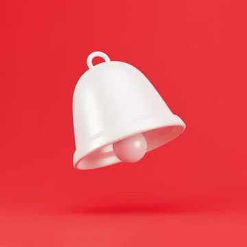 3d white notification bell. minimal Notification bell icon isolated on pastel Illustrazione stock