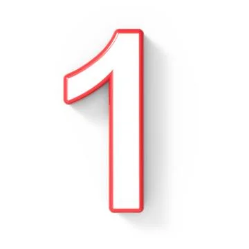 3d white number 1 with red frame 스톡 일러스트