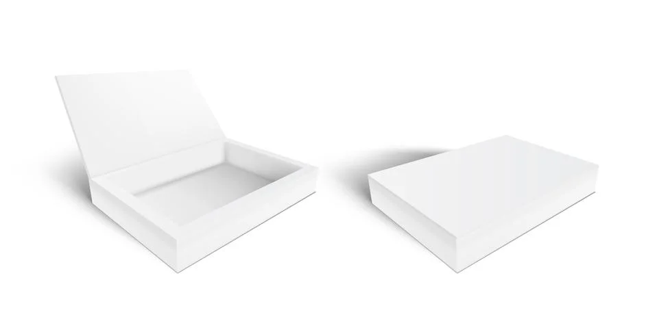 3D White Open And Close Empty Cardboard Gift Box Stock Illustration