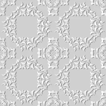 3D white paper art Botanic Curve Cross Leaf Flower Stock Illustration