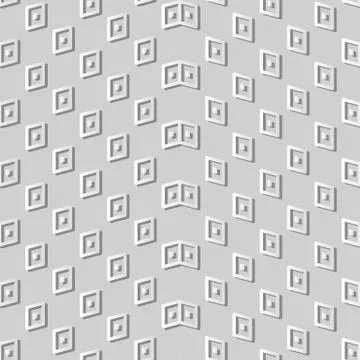 3D white paper art Geometry Check Dot Wave Frame Stock Illustration