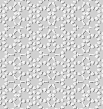 3D white paper art Islamic geometry cross pattern seamless background 스톡 일러스트
