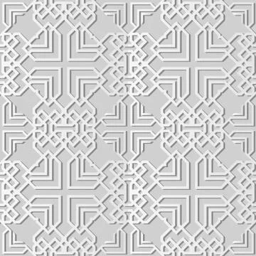 3D white paper art Polygon Square Check Cross Frame Line Stock Illustration