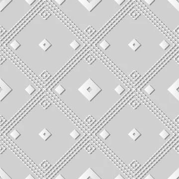 3D white paper art Square Check Diamond Cross Dot Line Frame Illustrazione stock