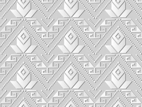 3D white paper art Triangle Aboriginal Cross Dot Line Flower Illustrazione stock