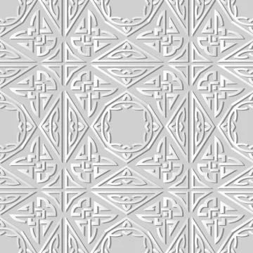 3D white paper art Triangle Polygon Aboriginal Cross Frame Chain Stock Illustration