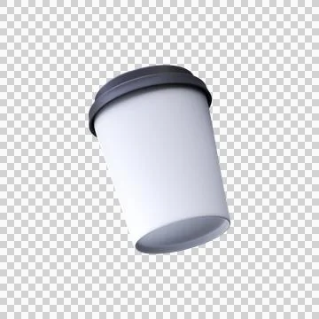 3D White Paper Coffee Cup with Lid Stock Illustration