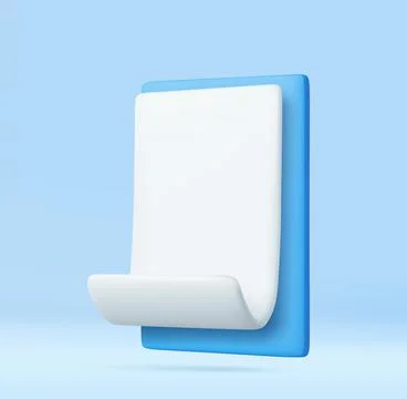 3D White Paper Scroll in Blue Clipboard Isolated. 스톡 일러스트
