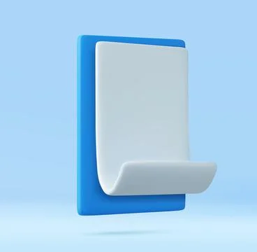 3D White Paper Scroll in Blue Clipboard Isolated. Ilustração Stock