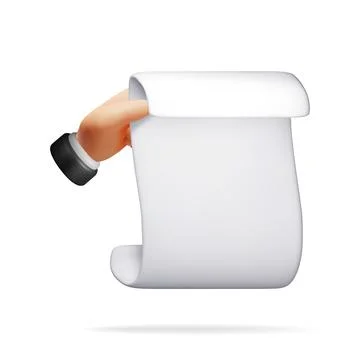 3D white paper scroll in hand isolated Stock Illustration