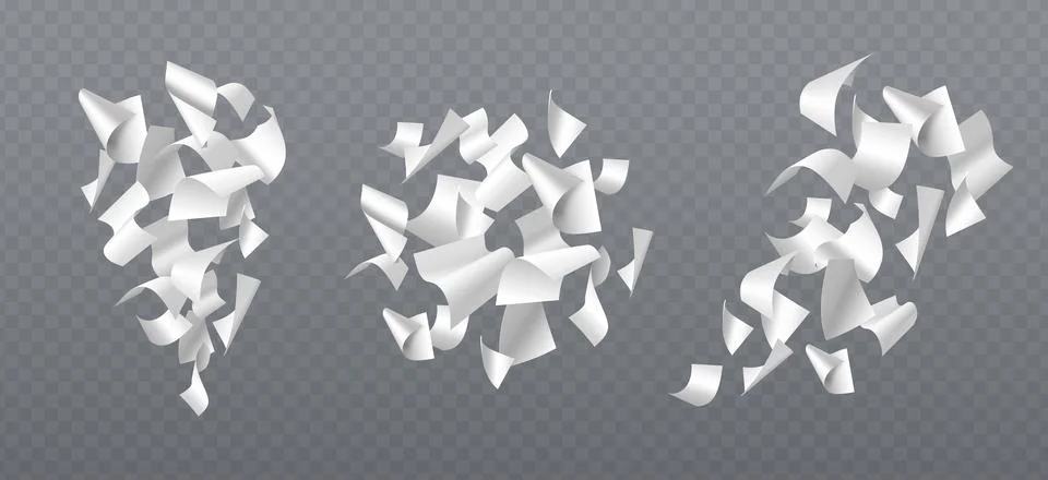 3d white paper sheets falling in pile Stock Illustration