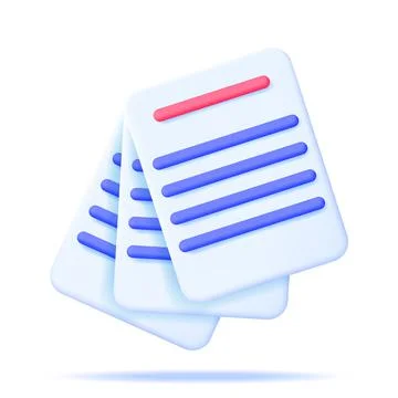 3D White Paper Stack with Text Line Isolated. Stock Illustration