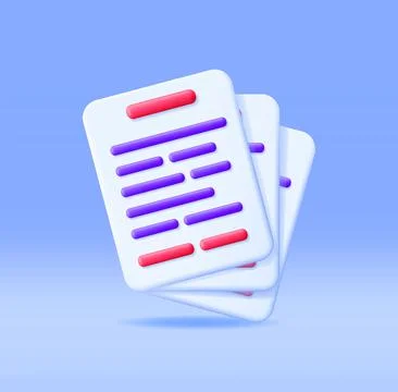 3D White Paper Stack with Text Line Isolated. Stock Illustration