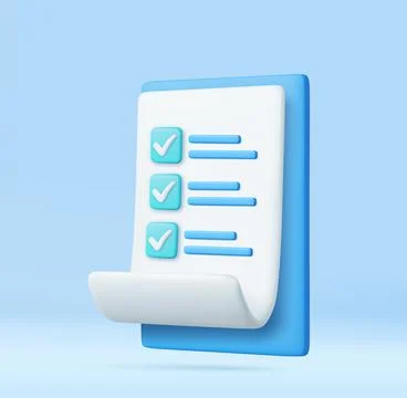 3d White paper task management todo check list Illustrazione stock