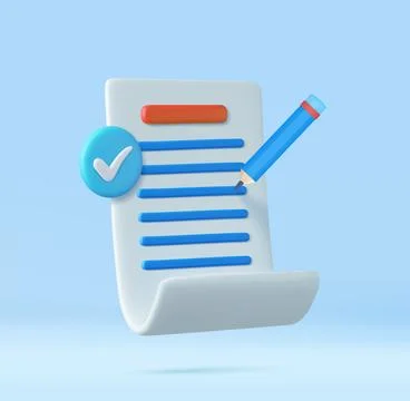3d White paper task management todo check list Illustrazione stock