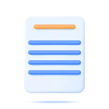3D White Paper with Text Line Isolated. Stock Illustration