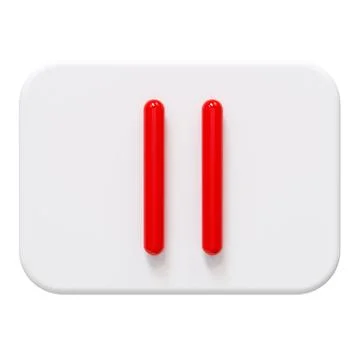 3D White Pause Button Icon. Isolated on white background. 3D rendering. Stock Illustration