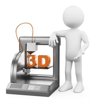 3d white people. 3d printer fused deposition Stock Illustration