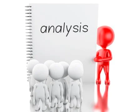 3D White people and notepad with ANALYSIS. Illustrazione stock