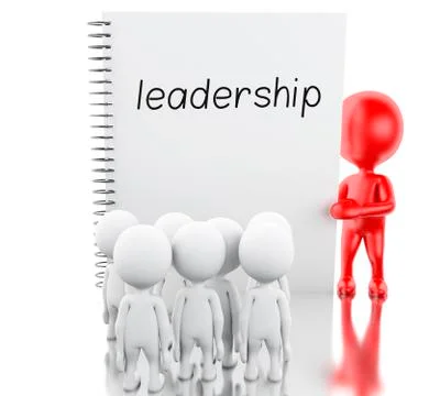 3D White people and notepad with LEADERSHIP. 스톡 일러스트