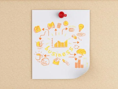 3d White people and Post-it notes with business sketch Stock-Illustration