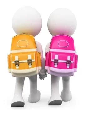 3D white people. Back to school after holidays Stock Illustration