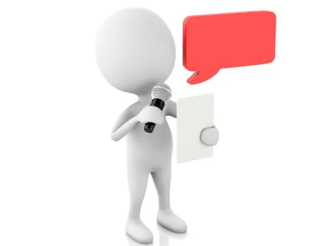3d white people with a blank speech bubble. Communication concept Stock Illustration
