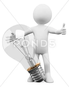 3d white people. bulb Stock Illustration
