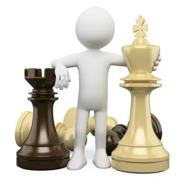 3d white people. chess Stock Illustration