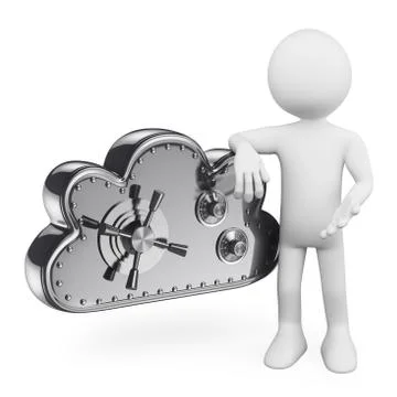 3d white people. cloud security Stock Illustration