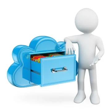 3d white people. cloud storage services Stock Illustration