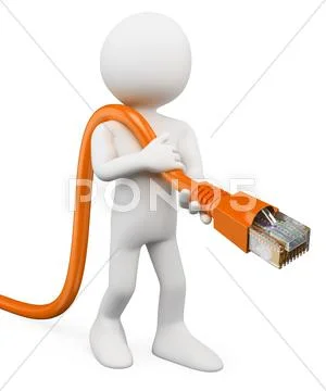 3d white people. connecting to the network Stock Illustration