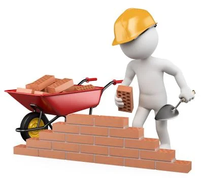 3d white people. construction worker Stock Illustration