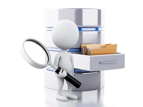3d White people with data storage Stock Illustration